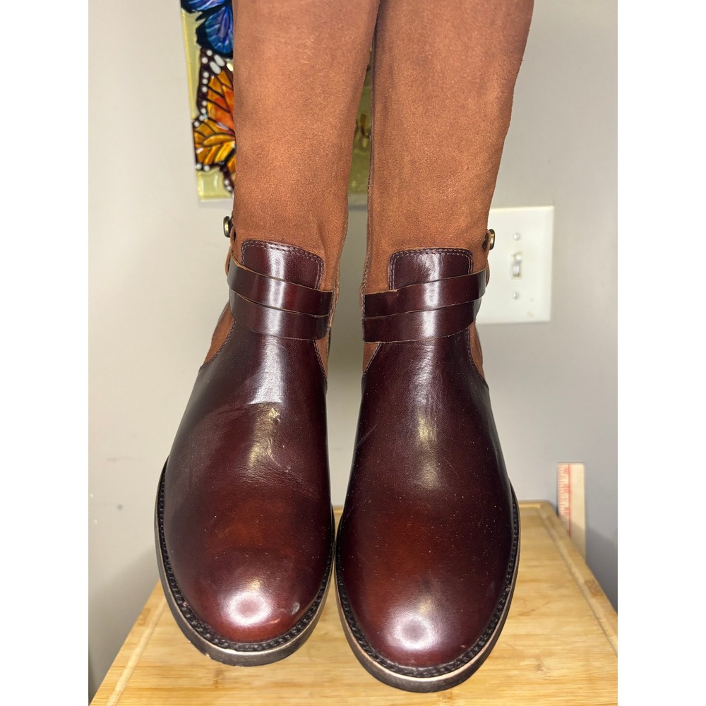 Frye Womens Leather Suede Tall Riding Boots Brown Mixed Media Equestrian 16in - Picture 7 of 11